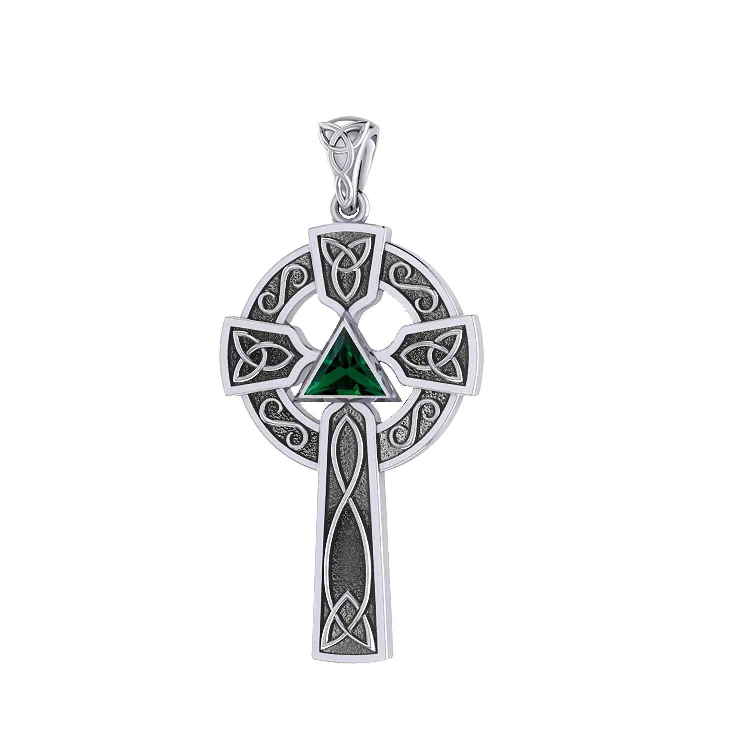 1.5in 925 Sterling Silver Irish Celtic Knot Cross Birthstone Pendant Necklace