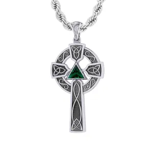 1.5in 925 Sterling Silver Irish Celtic Knot Cross Birthstone Pendant Necklace