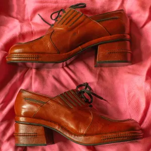1970s Leather Platform Oxford Shoes