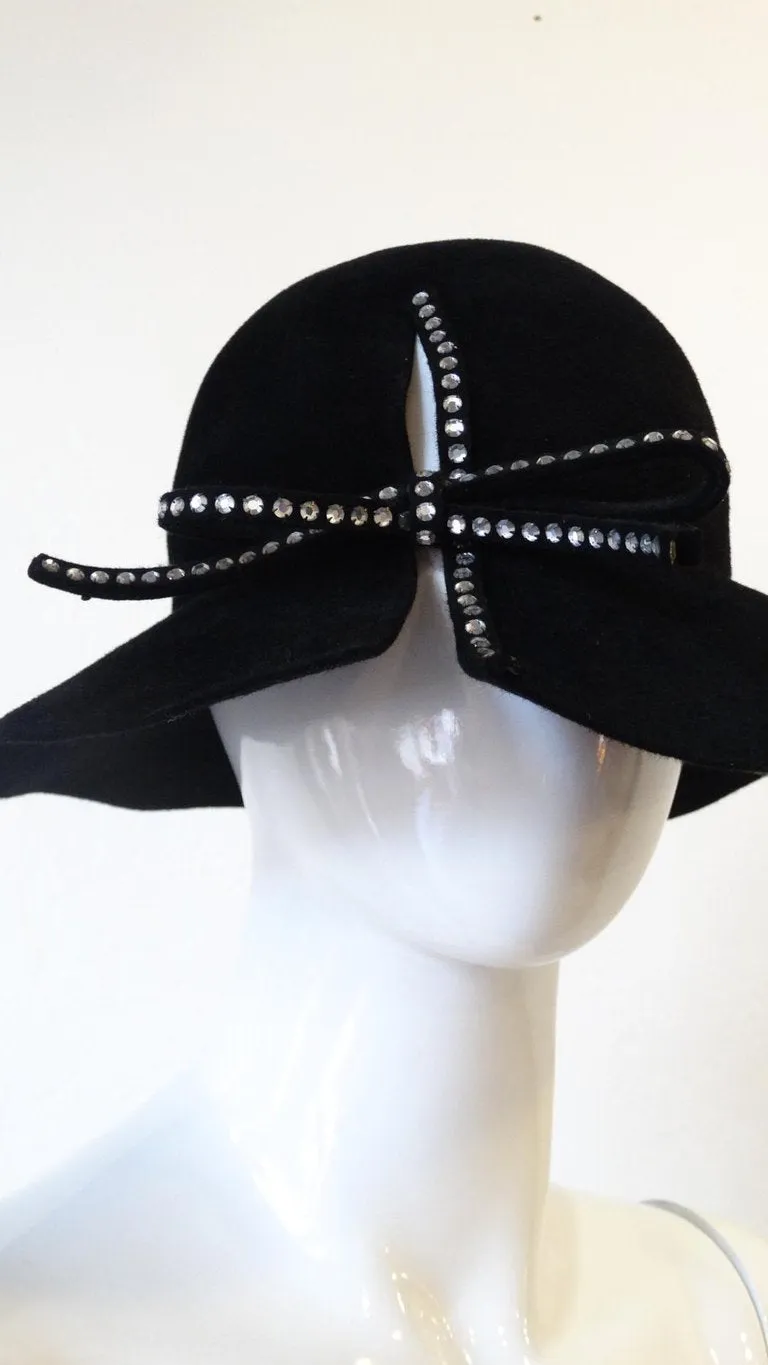 1980s Amen Wardy Rhinestone Bow Hat