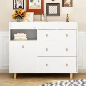 38" Ideal Height Nursery Dresser with Changing Top Safety Baby White