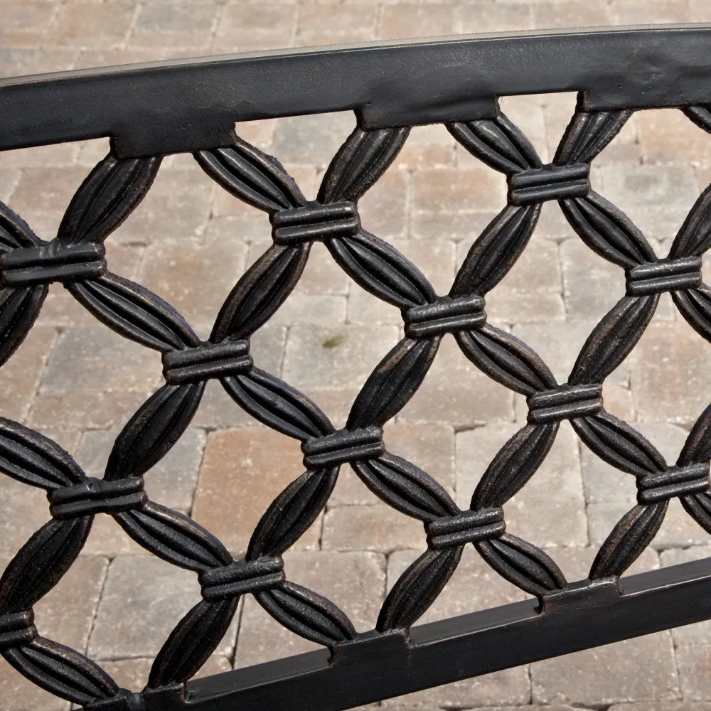 4-Ft Metal Garden Bench with Bronze Highlights over Antique Black Finish