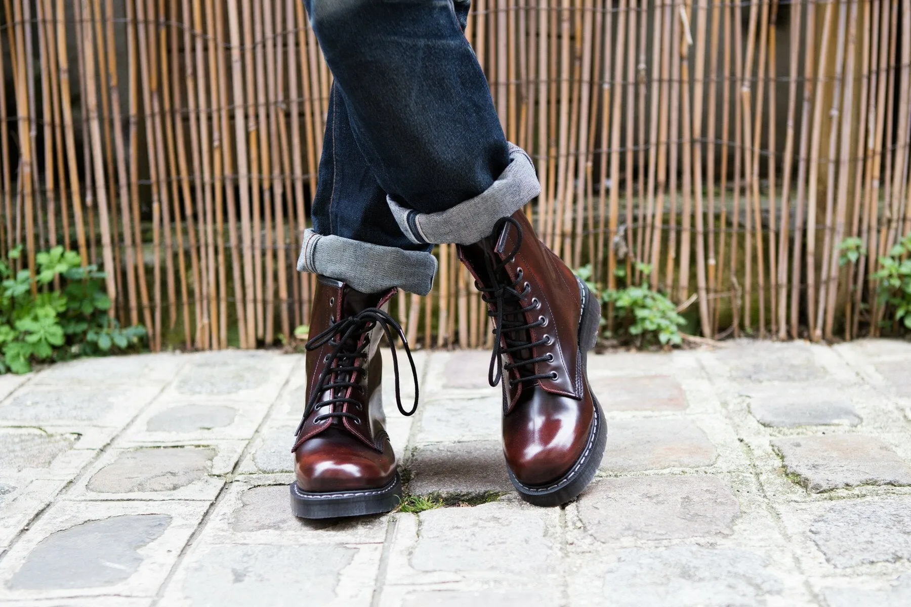 8 eyes Derby boot Burgundy Rub-off