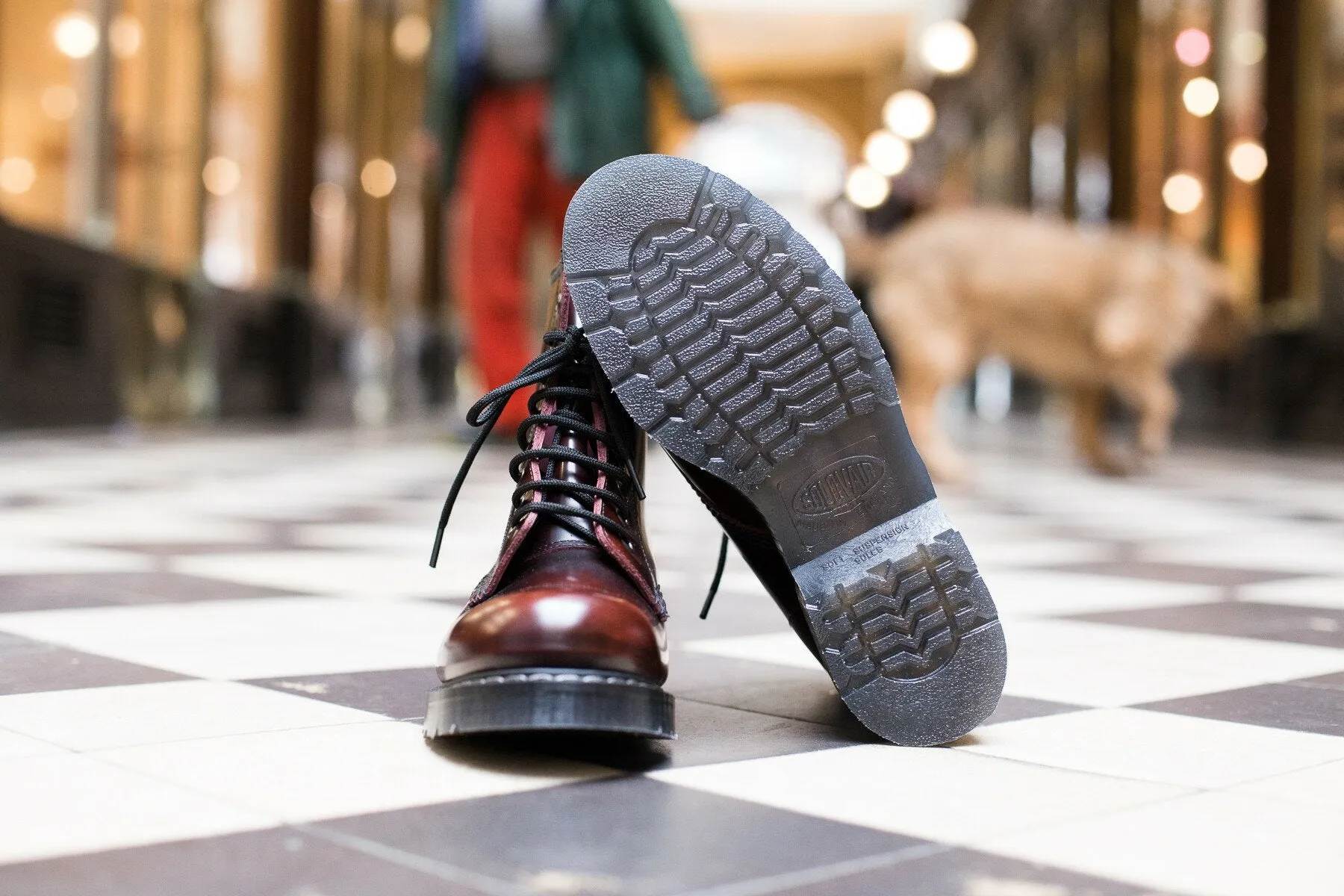 8 eyes Derby boot Burgundy Rub-off