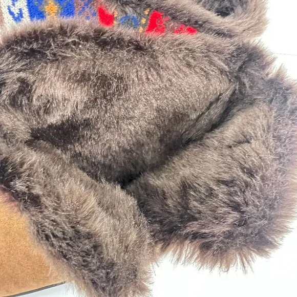 Alegria Nanook Cozy Choco Boots Brown Suede Leather Tribal Faux Fur 38 8