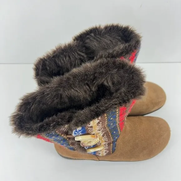 Alegria Nanook Cozy Choco Boots Brown Suede Leather Tribal Faux Fur 38 8