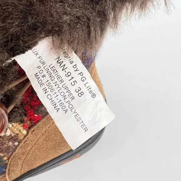 Alegria Nanook Cozy Choco Boots Brown Suede Leather Tribal Faux Fur 38 8