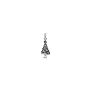 Antique-Finish Christmas Tree Pendant (Silver)