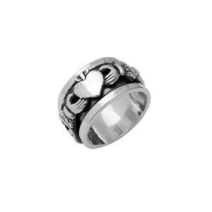Antique Finish Claddagh Band (Silver)