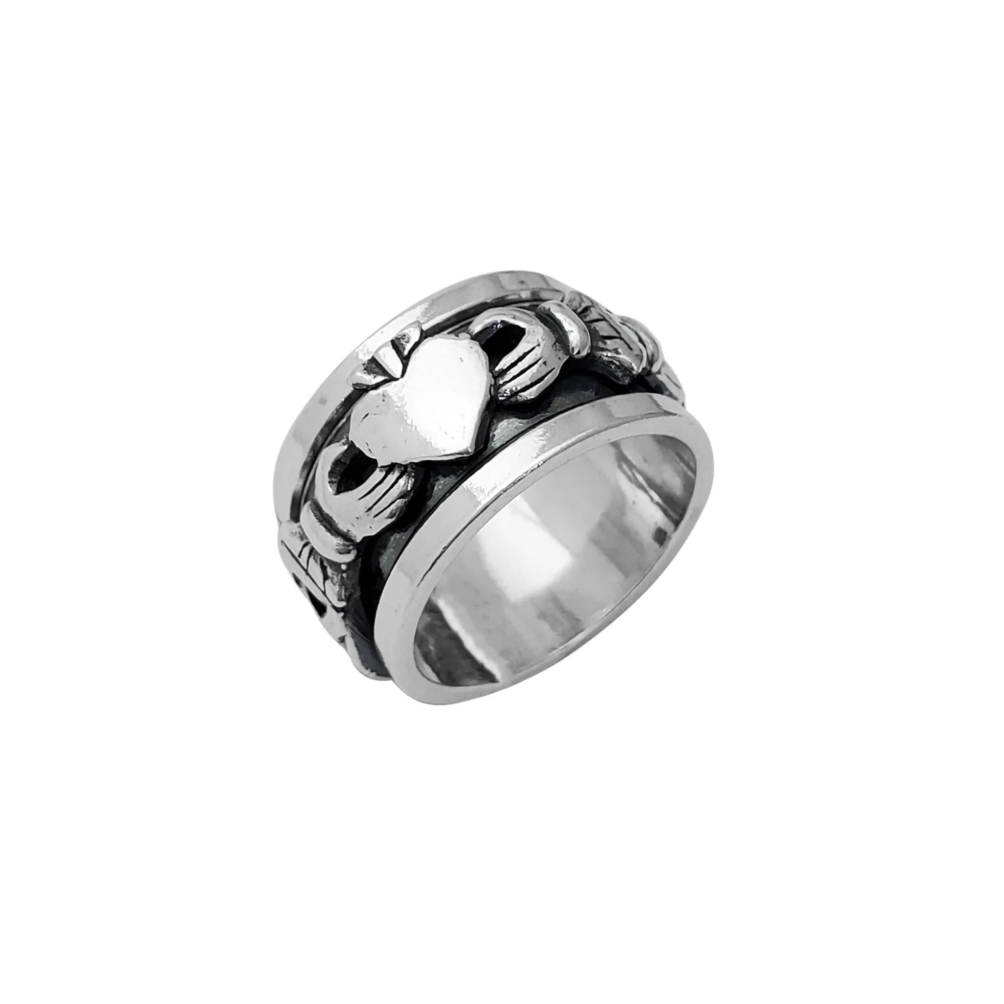 Antique Finish Claddagh Band (Silver)