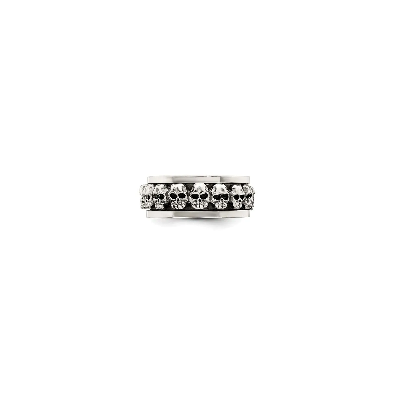 Antique Finish Infinite Skull Heads Ring (Silver)
