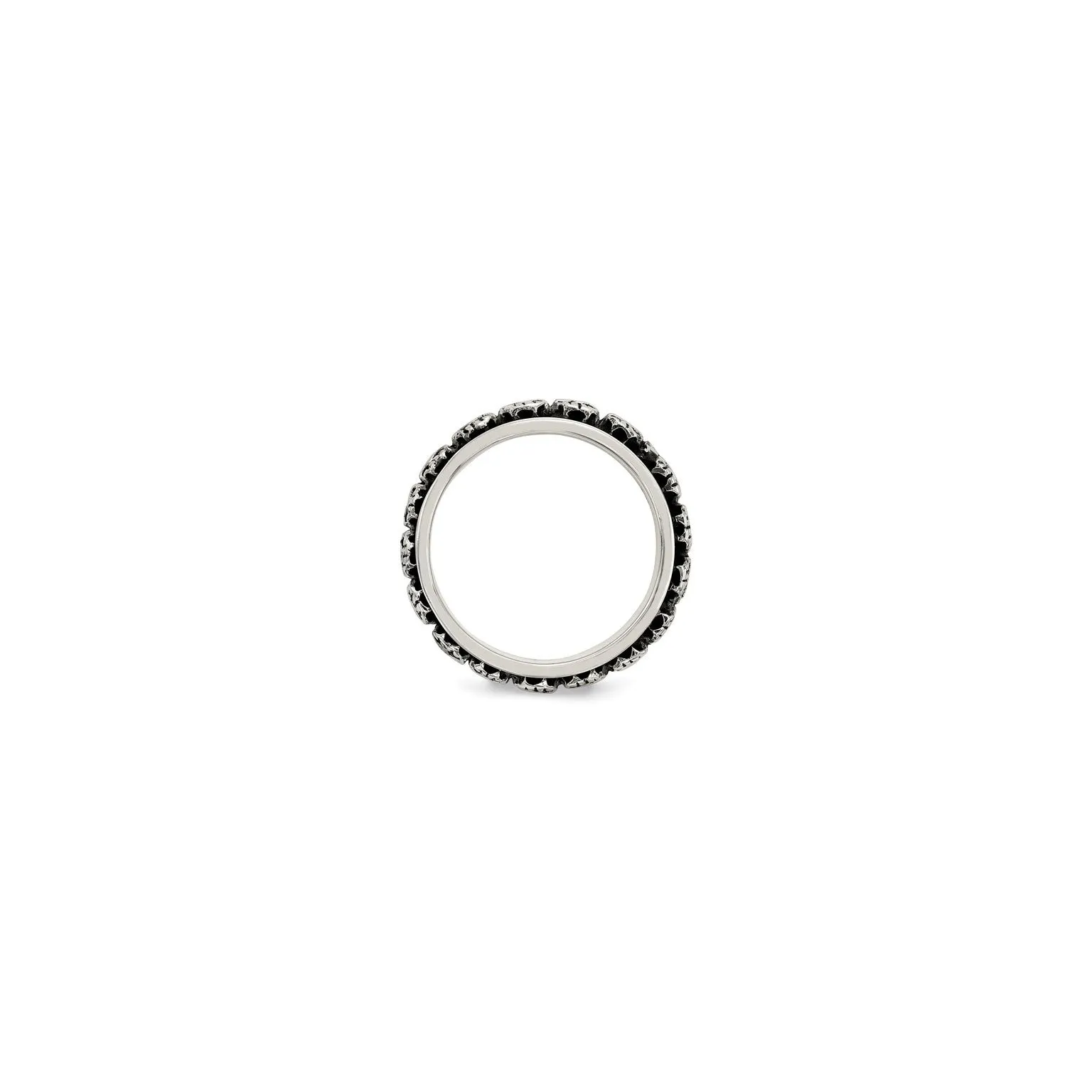 Antique Finish Infinite Skull Heads Ring (Silver)