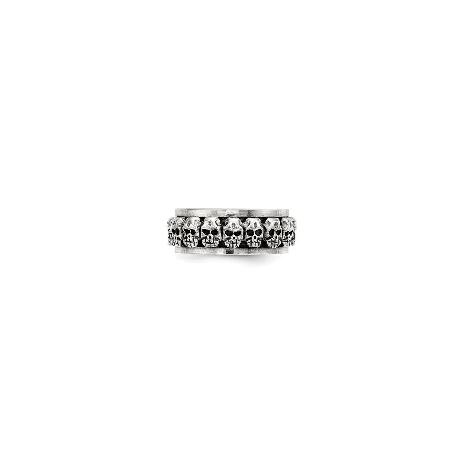 Antique Finish Infinite Skull Heads Ring (Silver)