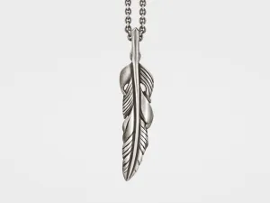 Baroque Feather Pendant in Sterling Silver