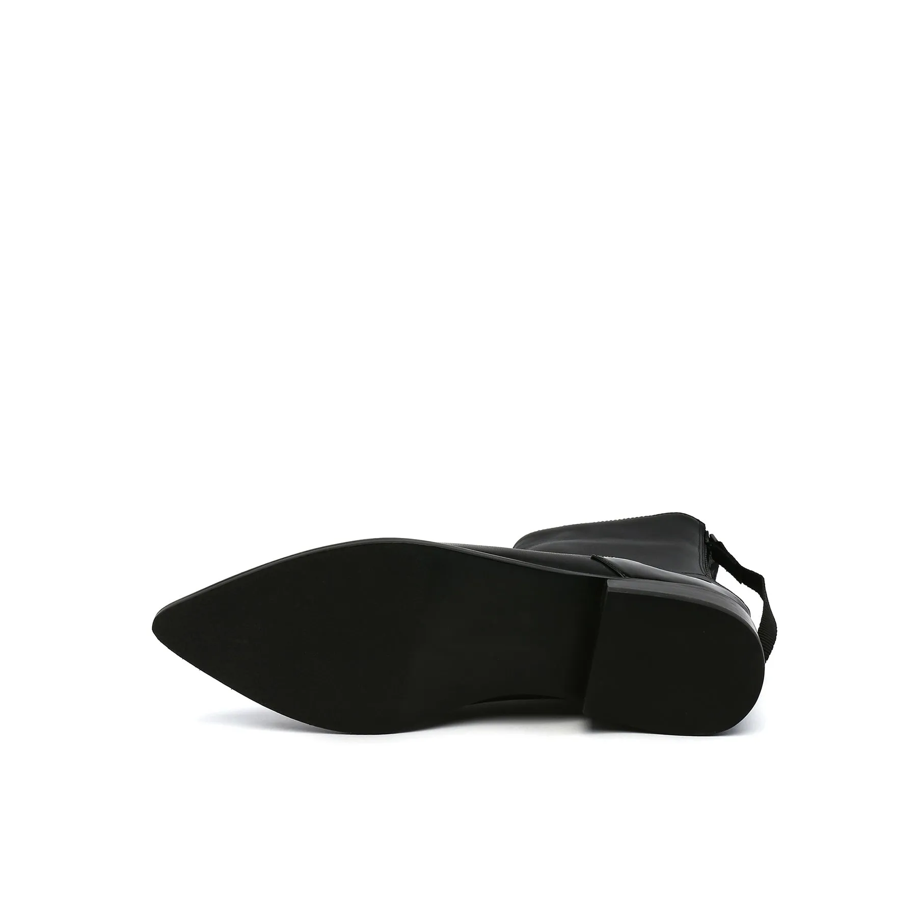 Black Back-Zip Leather Ankle Boot