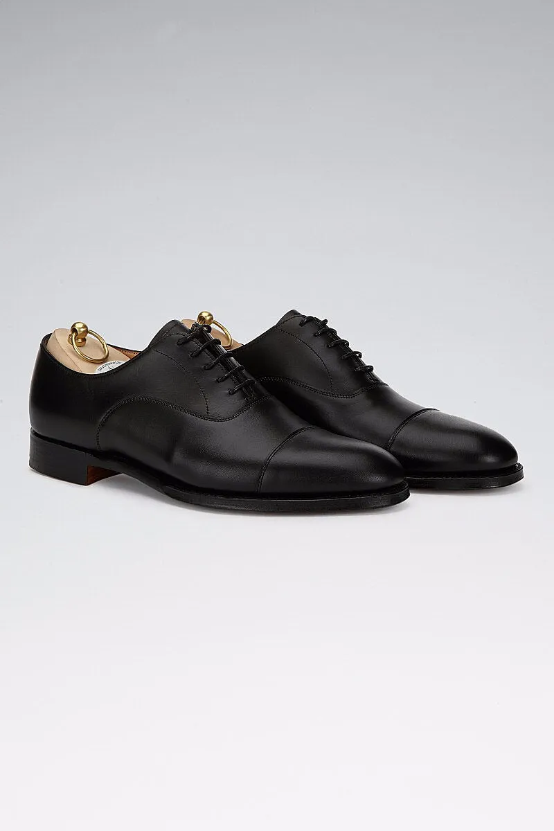 Black Calf Leather 5 Tie Oxford Shoes