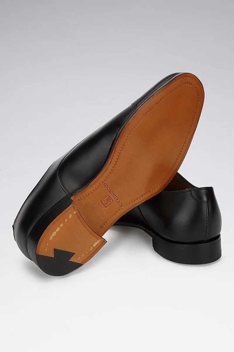 Black Calf Leather 5 Tie Oxford Shoes