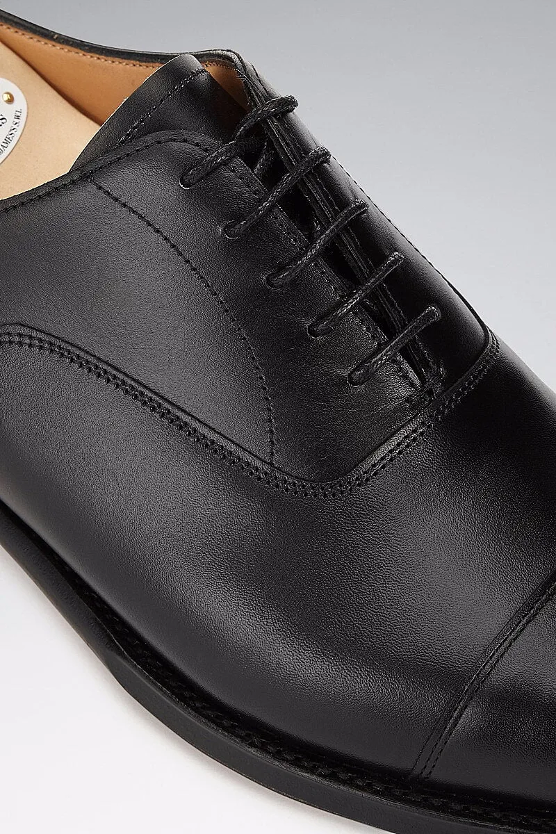 Black Calf Leather 5 Tie Oxford Shoes