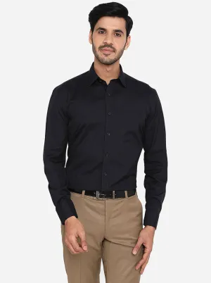 Black Solid Regular Fit Formal Shirt | JadeBlue