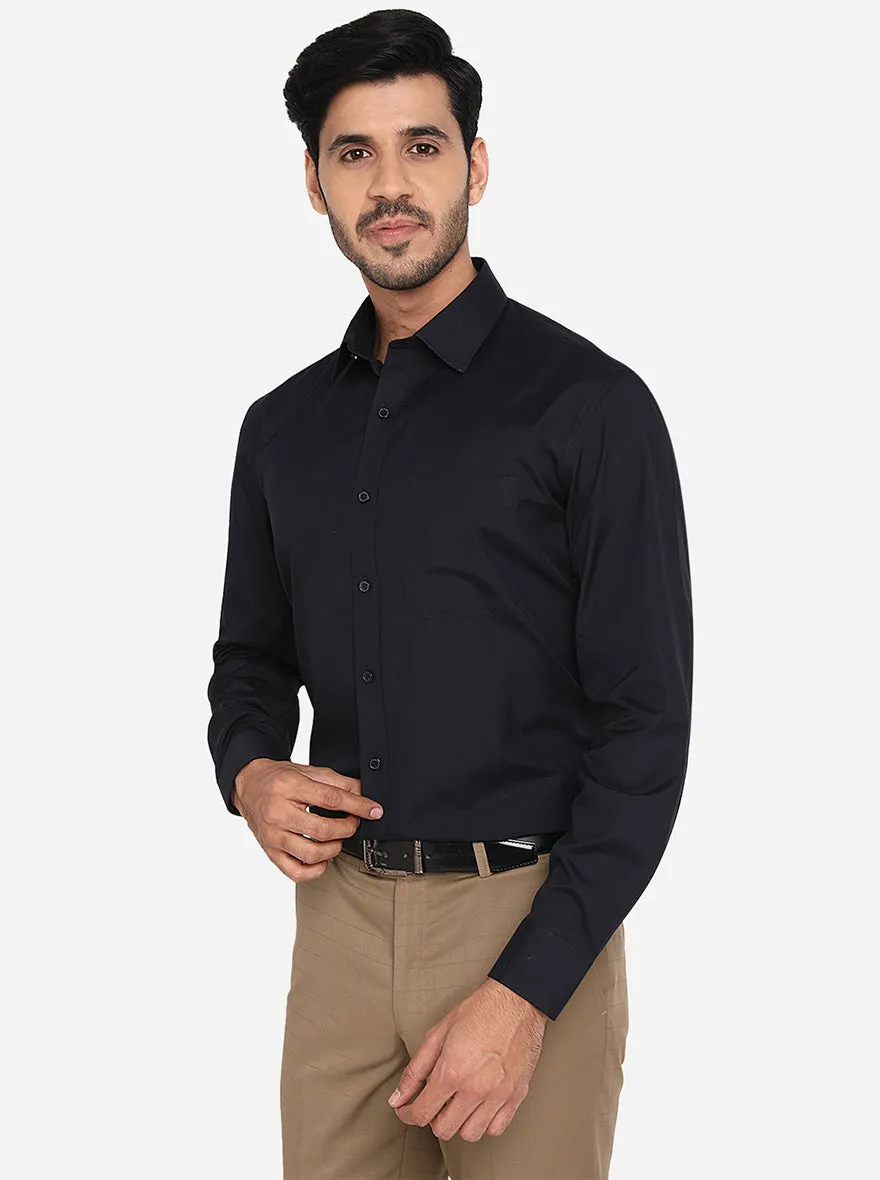 Black Solid Regular Fit Formal Shirt | JadeBlue