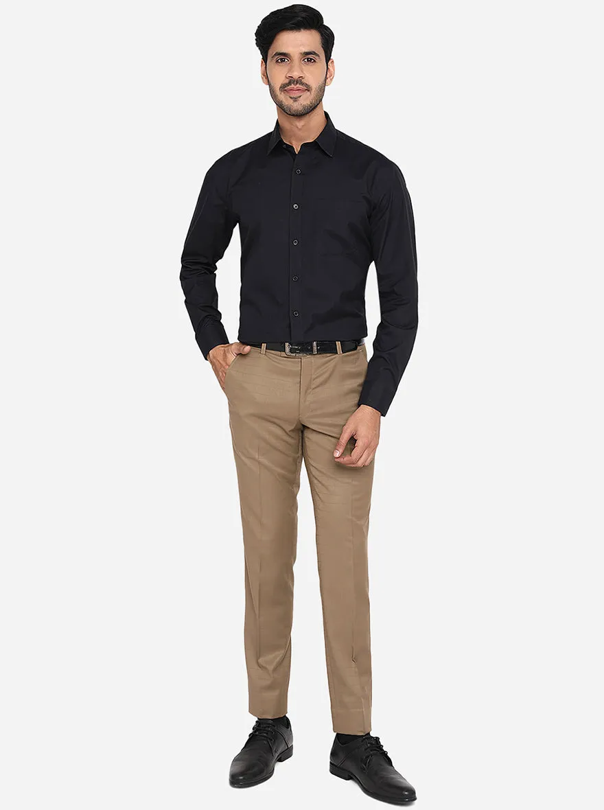 Black Solid Regular Fit Formal Shirt | JadeBlue