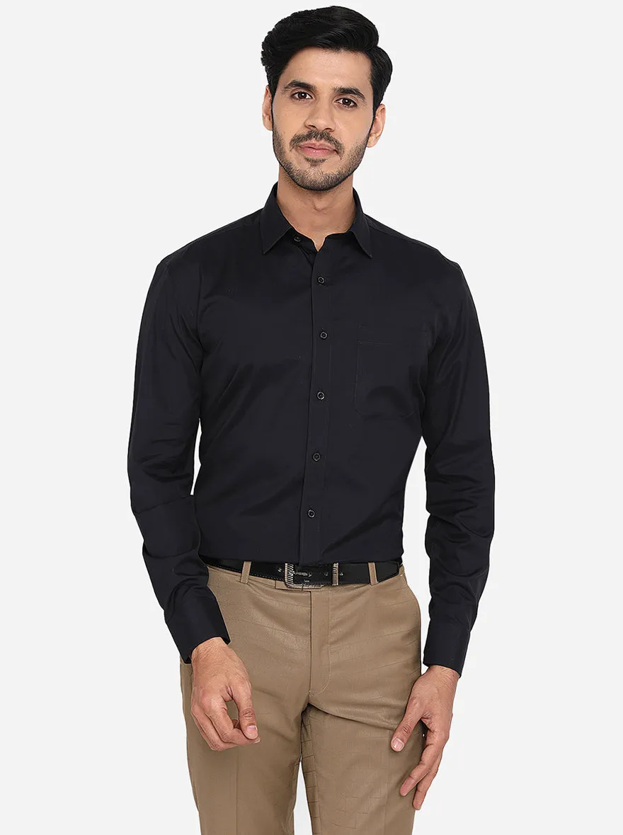 Black Solid Regular Fit Formal Shirt | JadeBlue