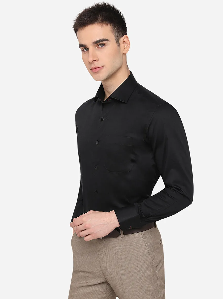 Black Solid Slim Fit Formal Shirt | Metal