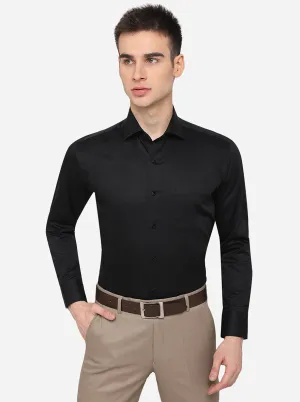 Black Solid Slim Fit Formal Shirt | Metal
