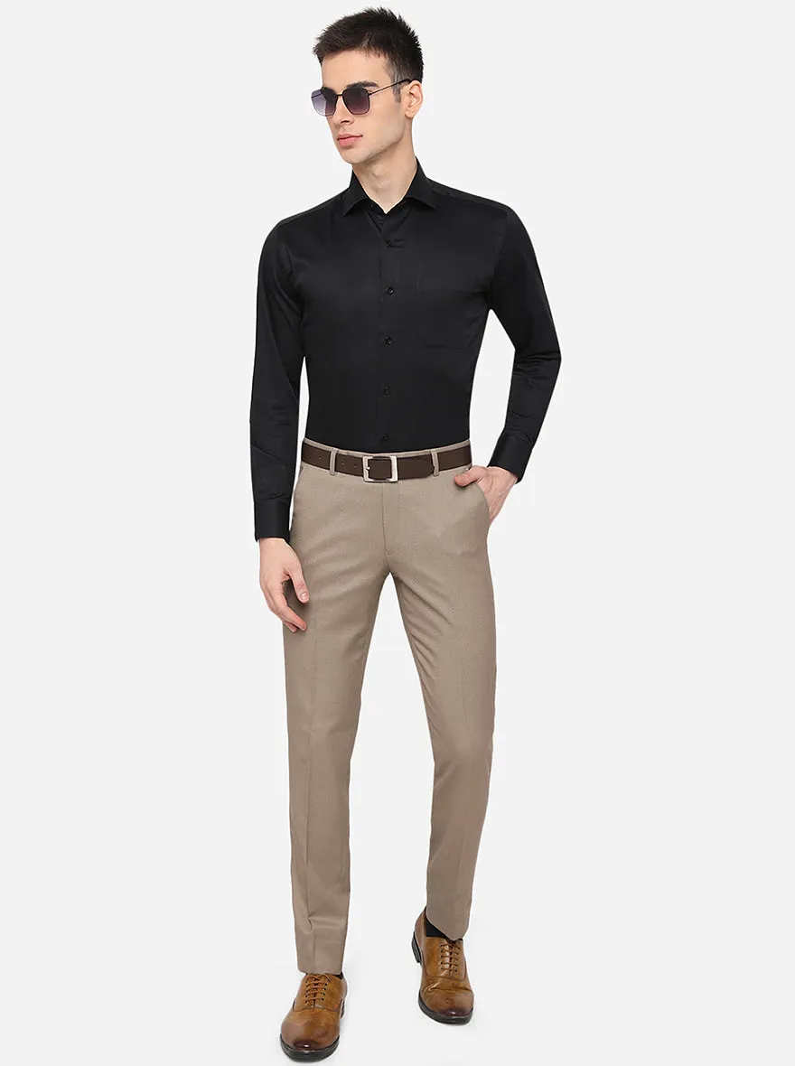 Black Solid Slim Fit Formal Shirt | Metal
