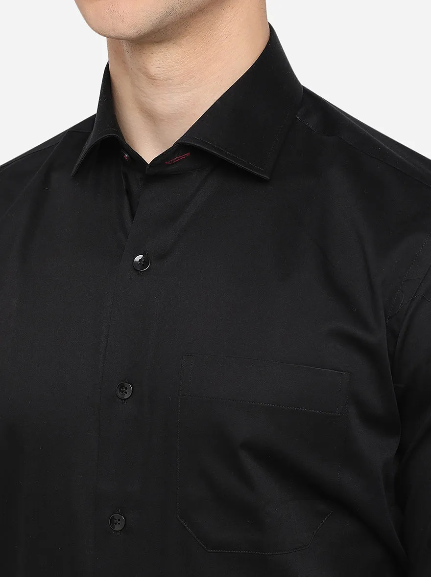 Black Solid Slim Fit Formal Shirt | Metal