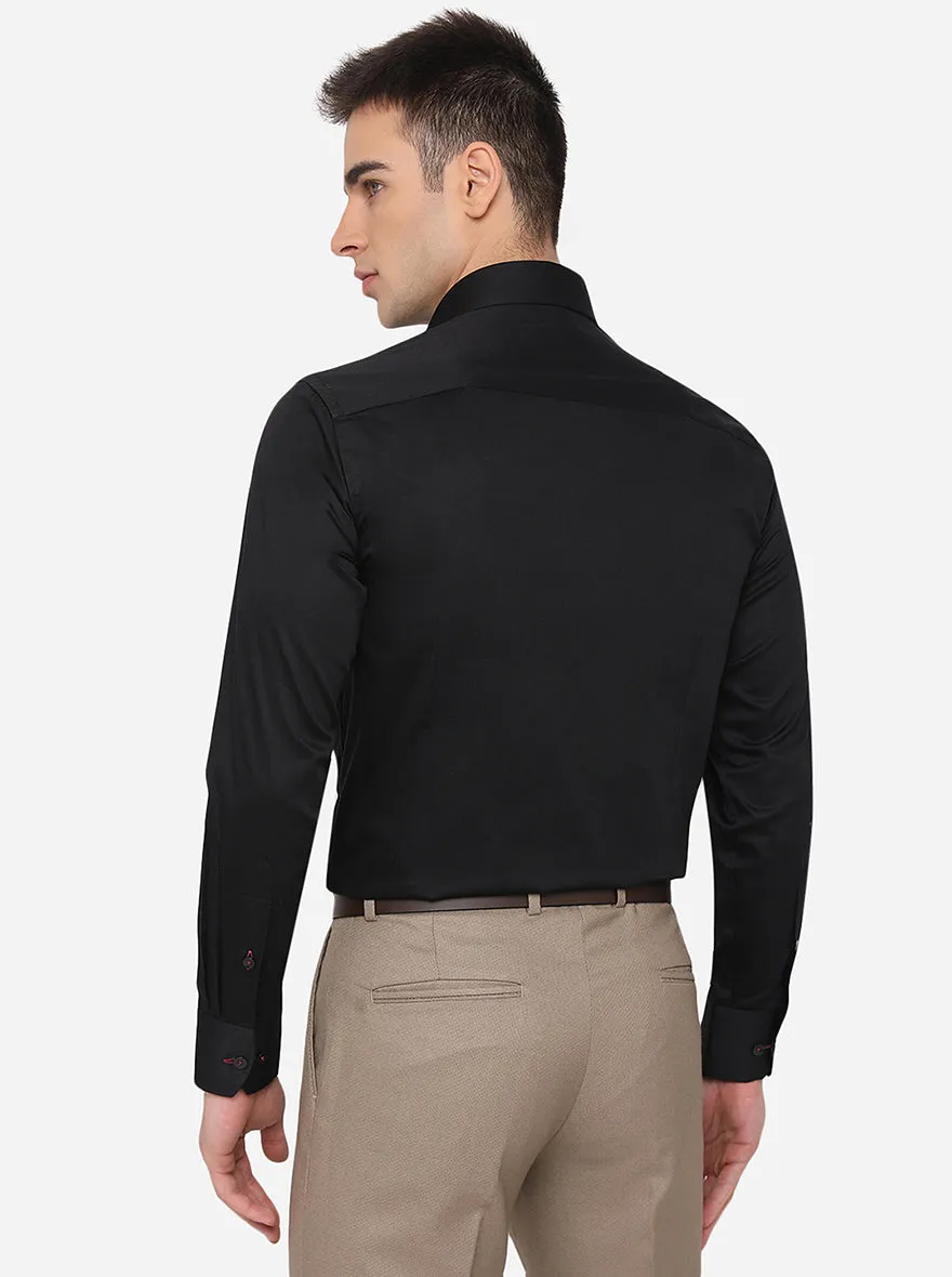 Black Solid Slim Fit Formal Shirt | Metal