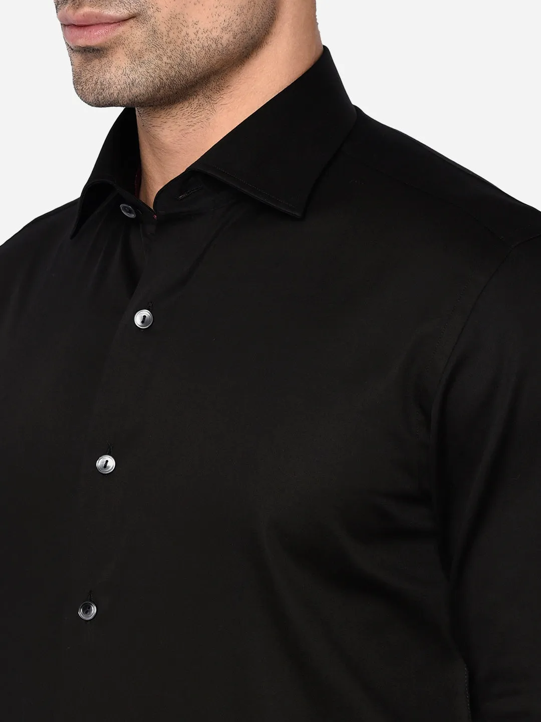 Black Solid Slim Fit Party Wear Shirt | Wyre
