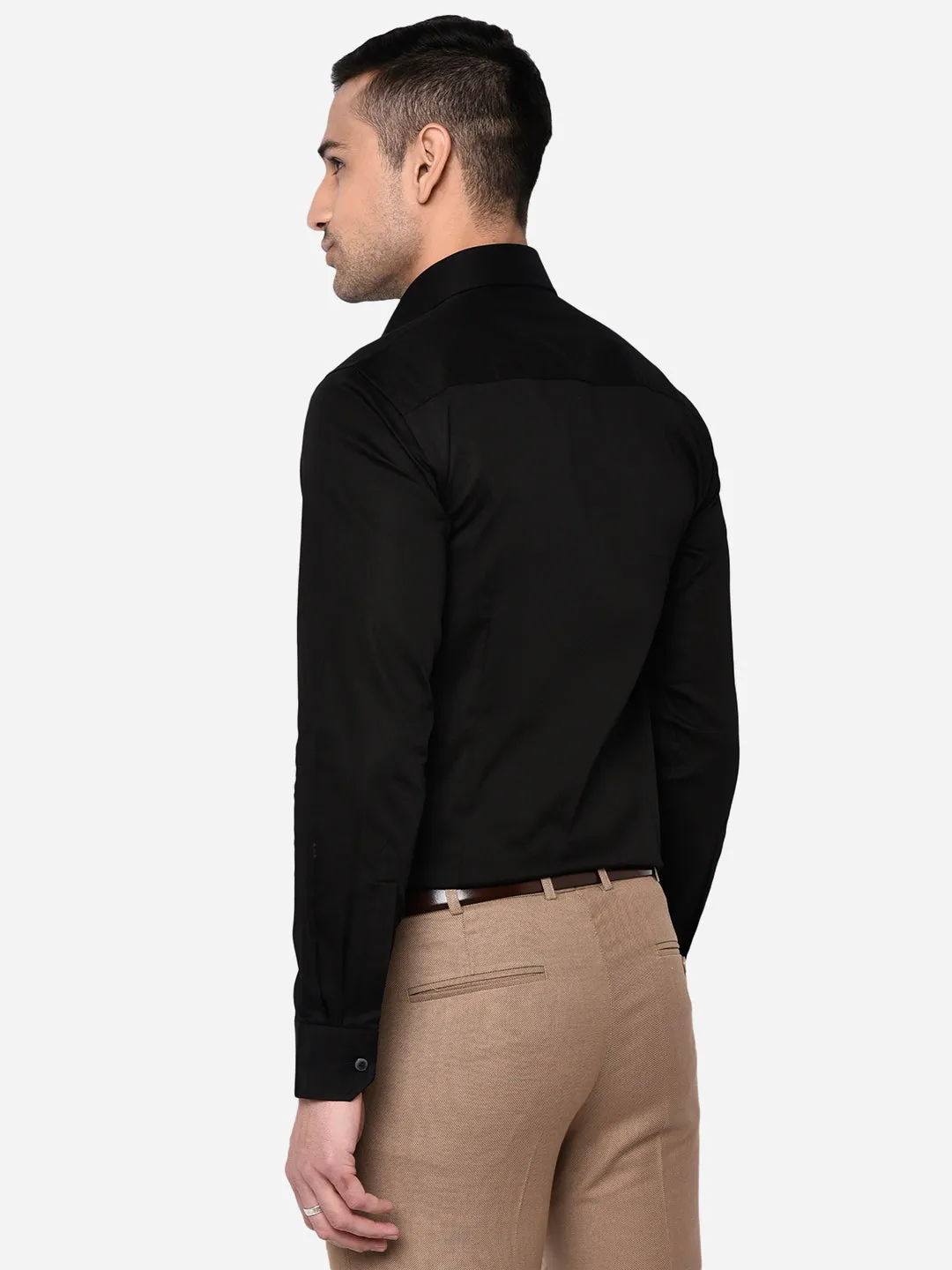 Black Solid Slim Fit Party Wear Shirt | Wyre