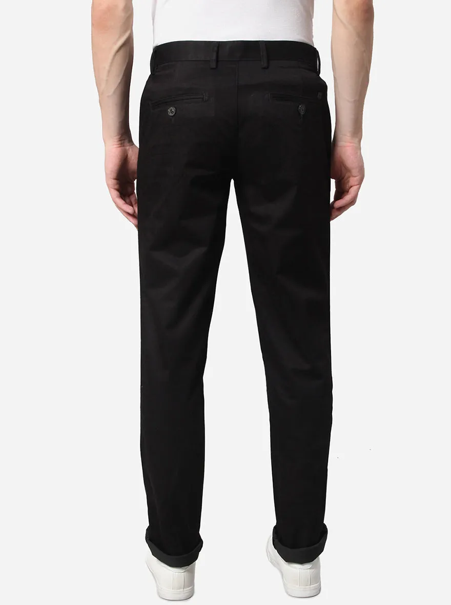 Black Solid Uno Fit Casual Trouser | JadeBlue