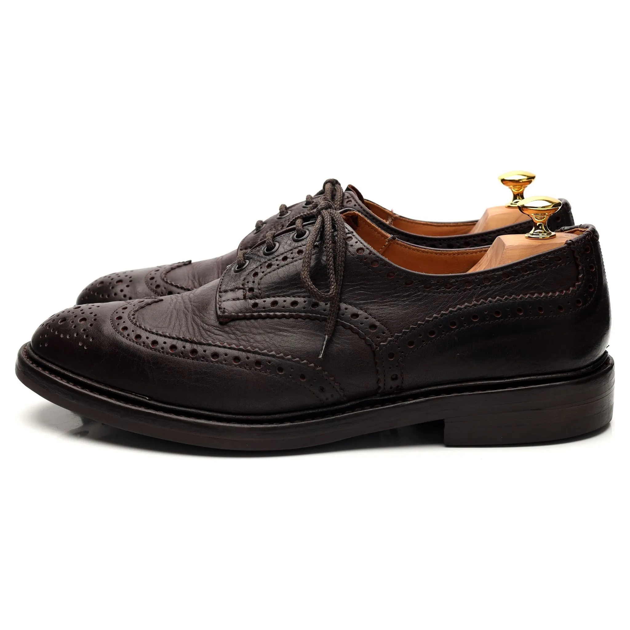 'Bourton' Dark Brown Kudu Leather Derby Brogues UK 11