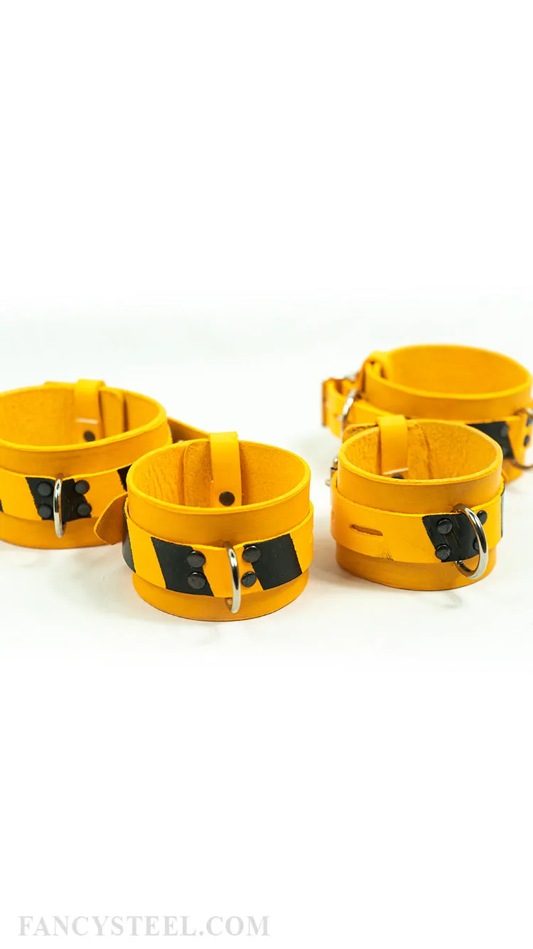 Bright Yellow Leather Cuff Restraint Set