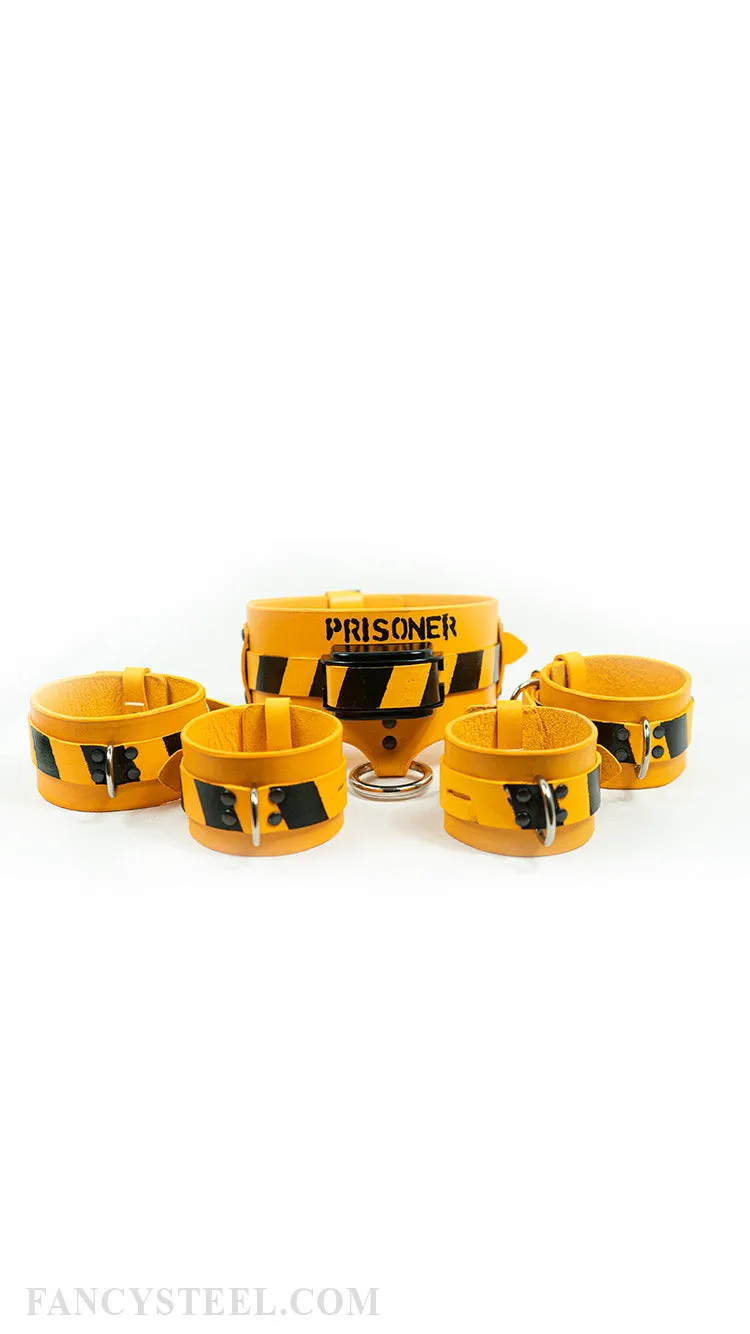 Bright Yellow Leather Cuff Restraint Set