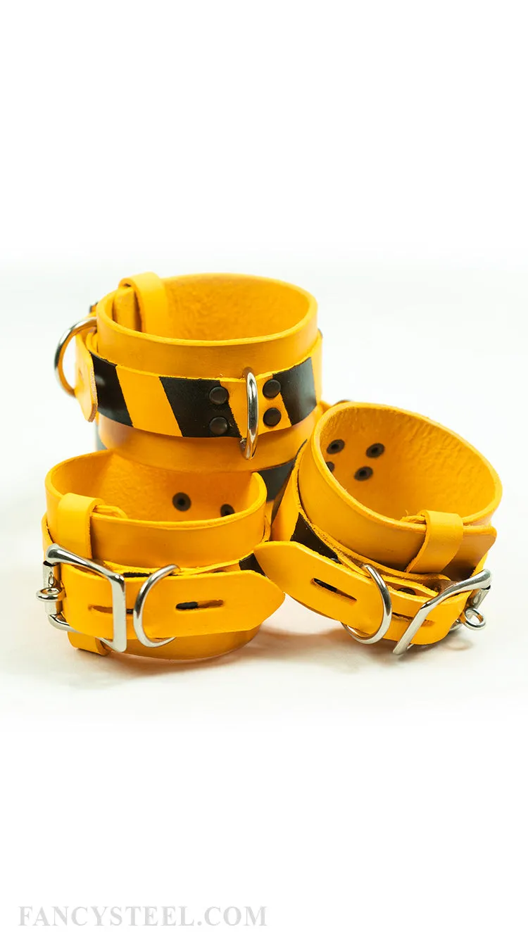 Bright Yellow Leather Cuff Restraint Set