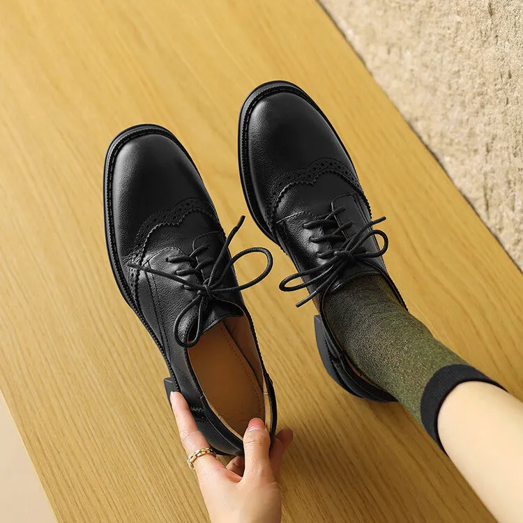 Brown Black Brogue Detail Derby Shoes #001136