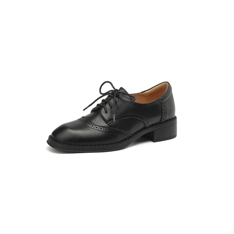 Brown Black Brogue Detail Derby Shoes #001136