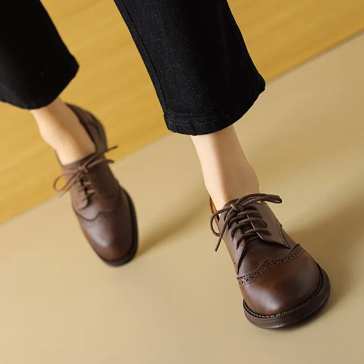 Brown Black Brogue Detail Derby Shoes #001136