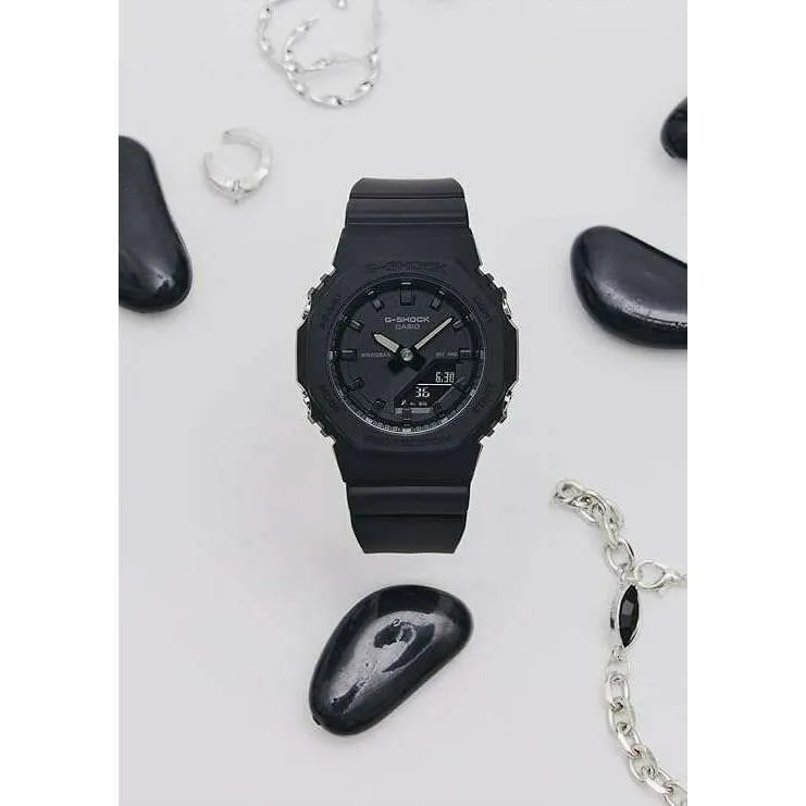 CASIO G-SHOCK ANALOG DIGITAL DIAL ALL BLACK LADIES WATCH GMA-P2100BB-1AJF
