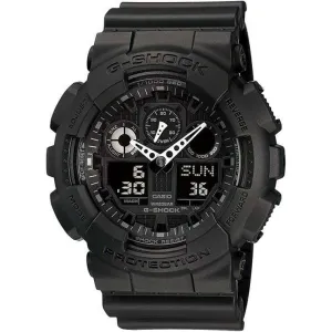 CASIO G-SHOCK ANALOG DIGITAL DIAL RUBBER STRAP ALL BLACK MEN WATCH GA-100-1A1JF
