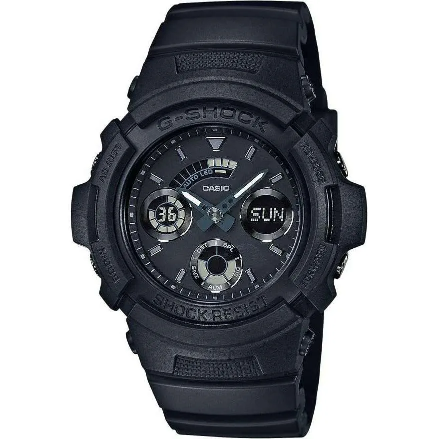 CASIO G-SHOCK DAY-DATE ALL BLACK ANALOG DIGITAL MEN WATCH AW-591BB-1AJF