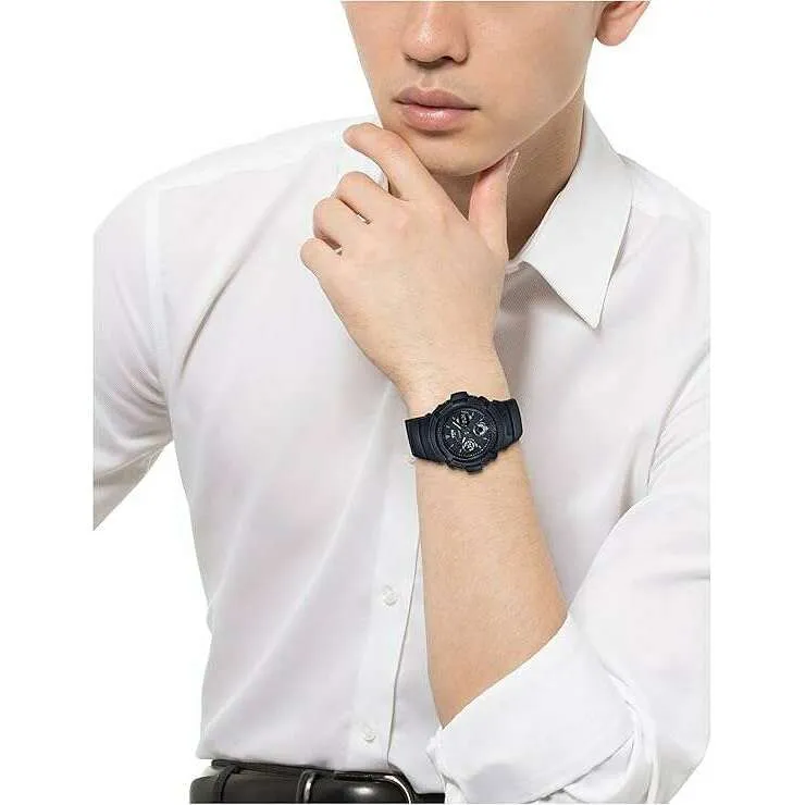 CASIO G-SHOCK DAY-DATE ALL BLACK ANALOG DIGITAL MEN WATCH AW-591BB-1AJF