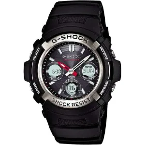 CASIO G-SHOCK DAY-DATE SOLAR ANALOG DIGITAL DIAL BLACK STRAP MEN WATCH AWG-M100-1AJF