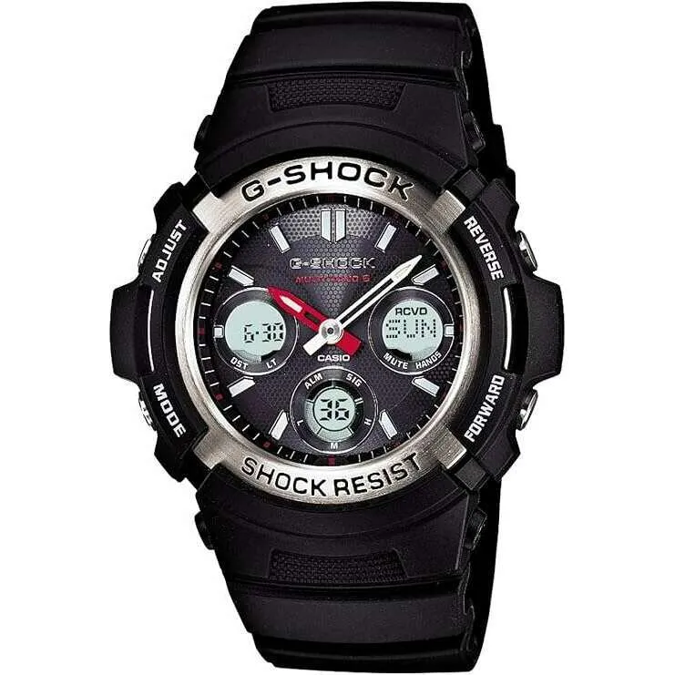 CASIO G-SHOCK DAY-DATE SOLAR ANALOG DIGITAL DIAL BLACK STRAP MEN WATCH AWG-M100-1AJF