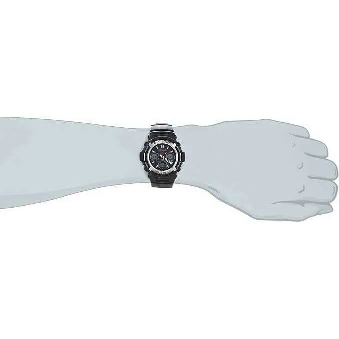 CASIO G-SHOCK DAY-DATE SOLAR ANALOG DIGITAL DIAL BLACK STRAP MEN WATCH AWG-M100-1AJF