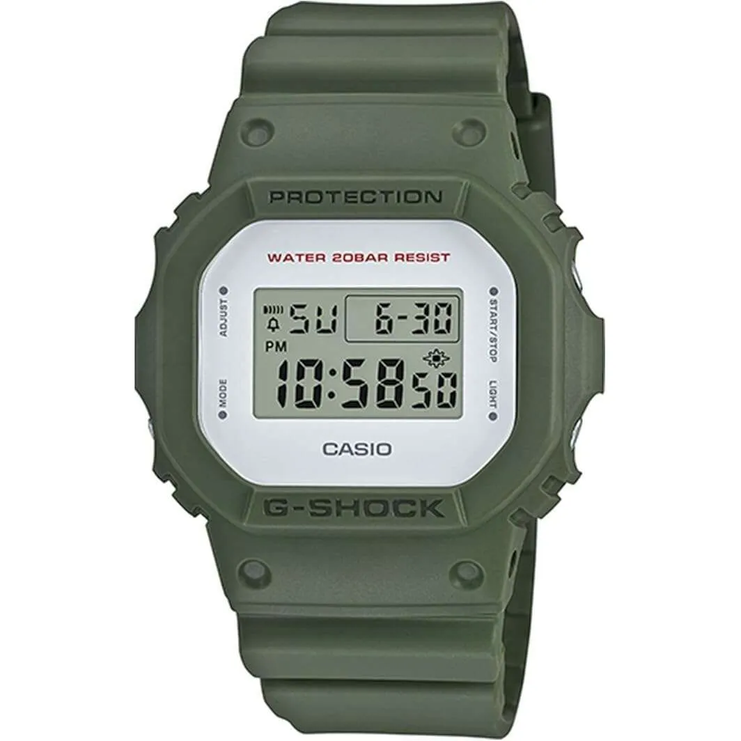 CASIO G-SHOCK DIGITAL DIAL DAY-DATE GREEN RESIN STRAP MEN WATCH DW-5600M-3JF