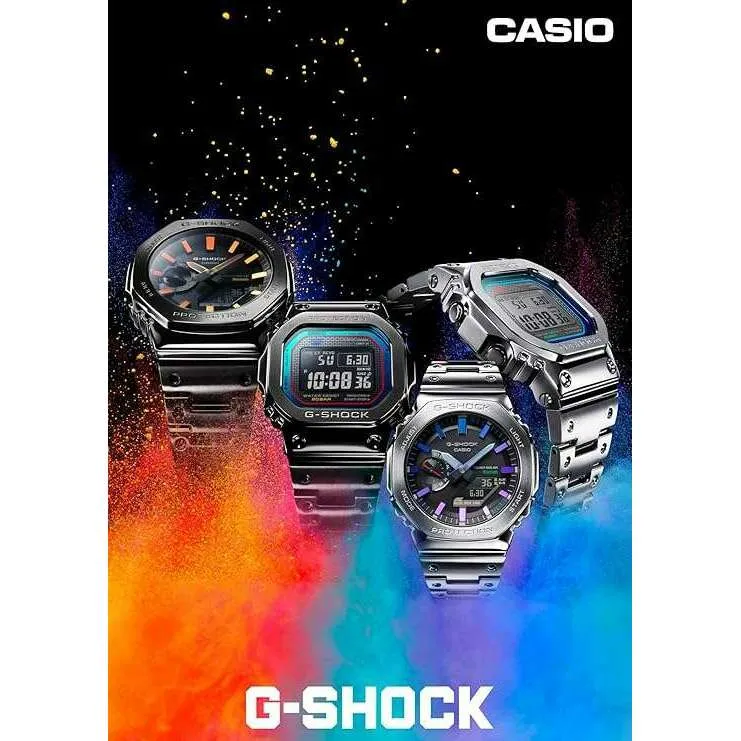 CASIO G-SHOCK FULL METAL BLACK & ORANGE YELLOW BLUE MEN WATCH GM-B2100BPC-1AJF